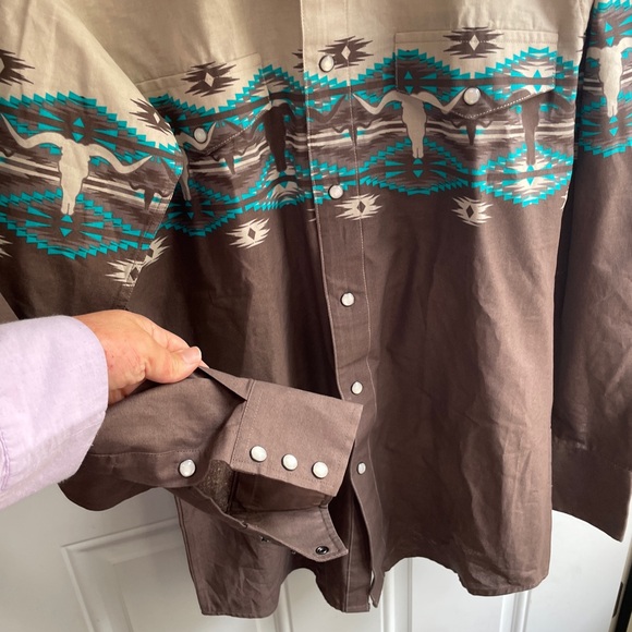 Panhandle Other - VINTAGE PANHANDLE MENS AZTEC PEARL SNAP LONGHORN SKULL SIZE S, made in Texas